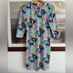 J. McLaughlin Floral Print Jersey Sheath Carly Catalina Dress Multicolor EUC